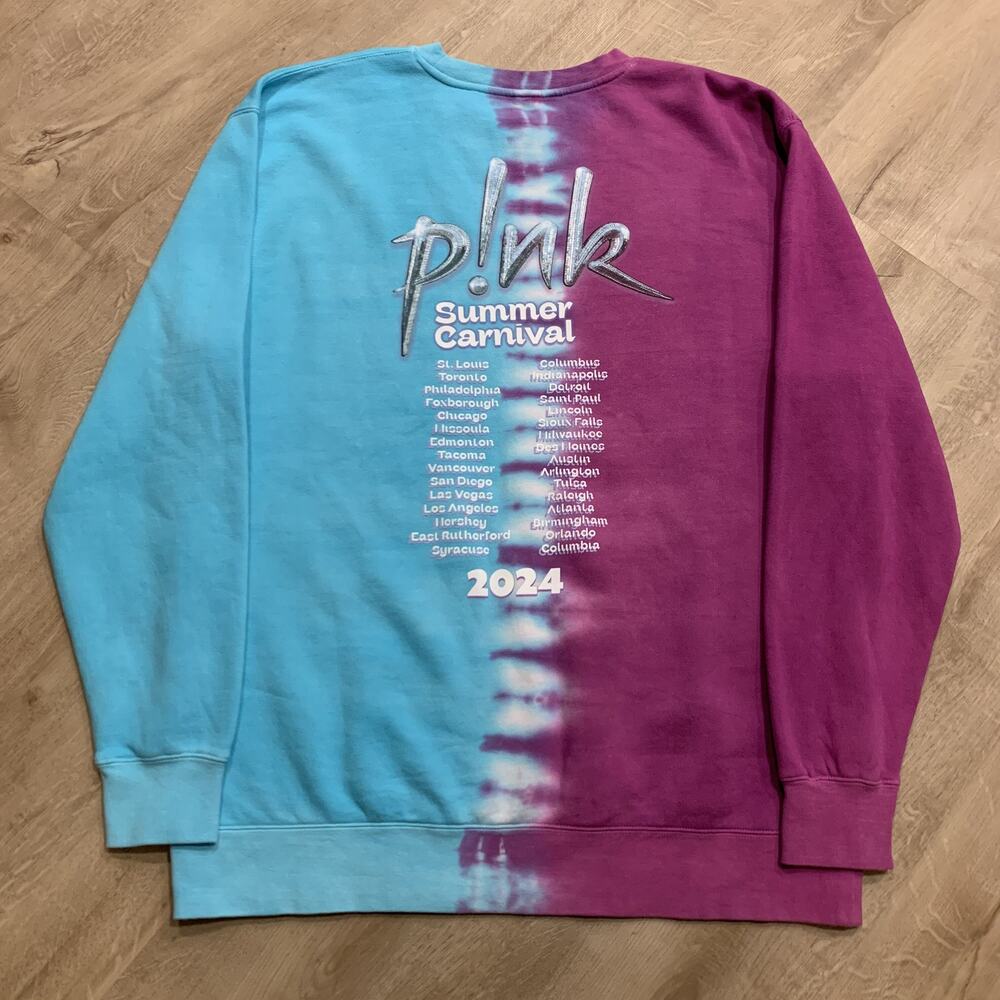 P!NK Pink Alecia Moore Summer Carnival 2024 Tour Sweatshirt Adult XL Tie-Dye
